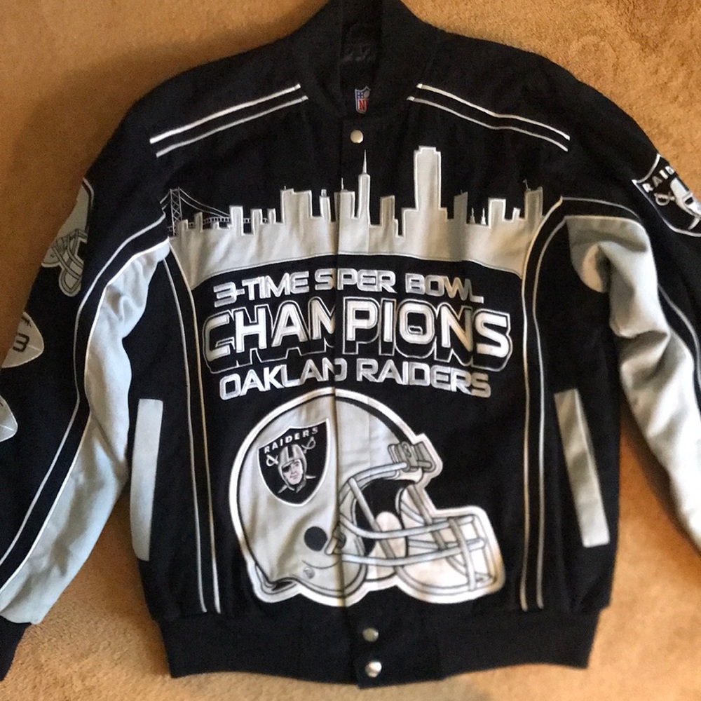 NFL Oakland Raiders Super Bowl campions bomber varsity letterman jacket